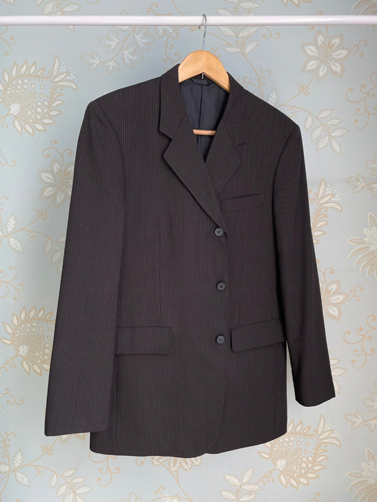 yohji yamamoto 咖色条纹西装