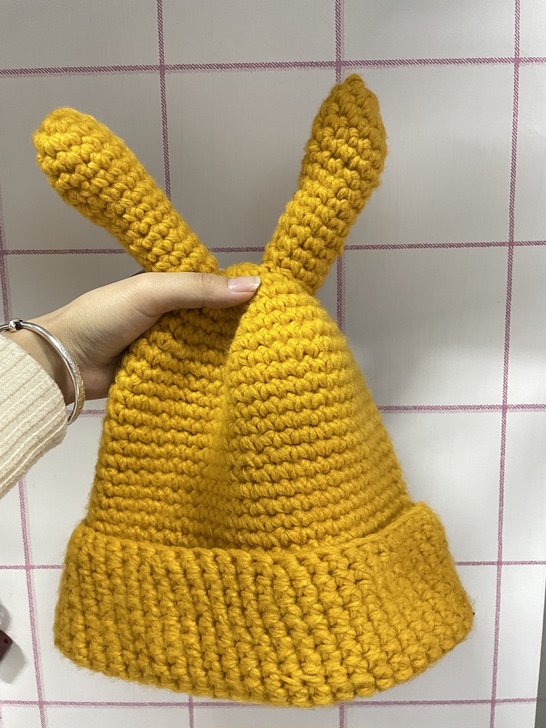 艾佳微手工钩针卖萌可爱甜美兔耳朵毛线帽子女...