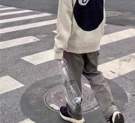 自主自制Stussy限定黑八台球海马毛套头...