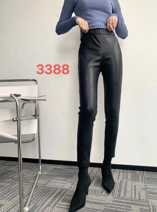 显瘦皮裤 松紧腰 9分裤