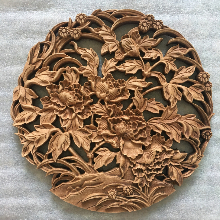 （整木雕刻，非拼接）香樟木仿古木雕，直径2...