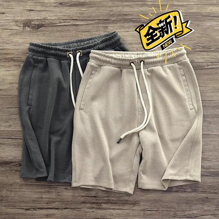 工厂直销夏季重磅针织日系复古做旧帅气短裤男...