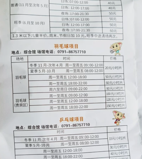 南昌国体中心羽毛球网球乒乓球游泳已开馆，所...