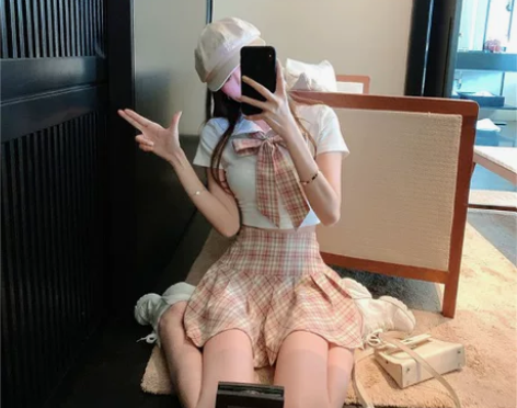jk制服半身裙女春季新款格子百褶裙显瘦高腰...