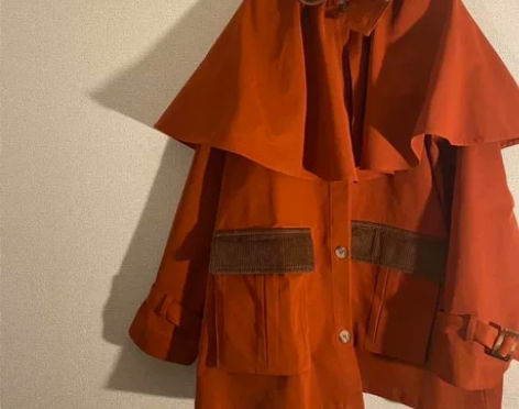 Vintage 魔女斗篷风衣灯芯绒拼接外套...