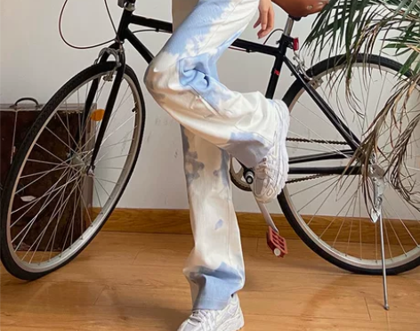 gagaopt 自制新品蓝色印染个性直筒休...