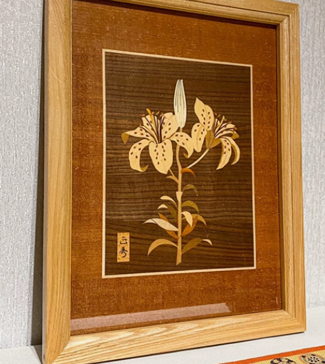 日本回流丨木镶嵌工艺画艺术品 尺幅：宽度3...