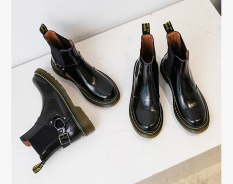 [飘哥自制]百搭英伦风平底切尔西短靴女36...