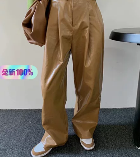 【ONIVINTAGE欧尼】皮革翻褶腰头阔...