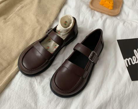 大头娃娃鞋日系jk可爱圆头小皮鞋女2021...