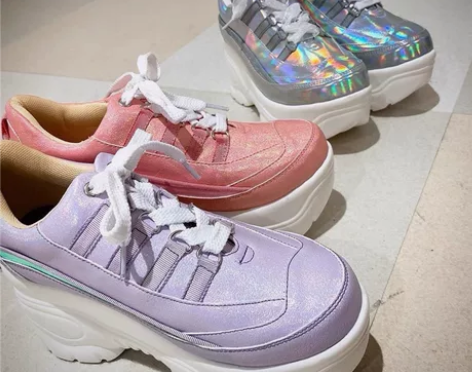 日系 原宿风镭射厚底运动鞋jk松糕单鞋 网...