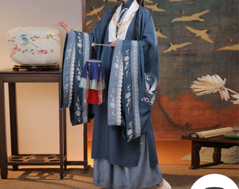 清梳原创云鹤辞明制汉服女对襟长衫刺绣云肩中...