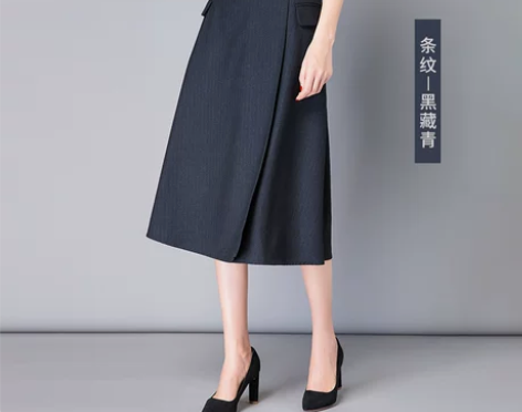 ?wesee藏青条纹赫本裙 女中长款OL通...