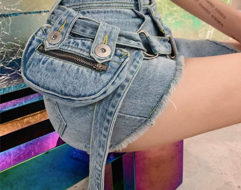 【地球店】小众不撞款 可拆卸腰包浅色流苏牛...