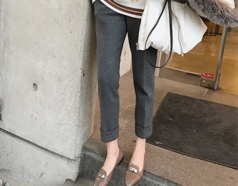 南瓜谷高腰西裤女休闲裤修身秋冬铅笔裤加厚毛...