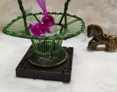 玻璃丝编织花篮  手工编织 精品，罕见！佛...