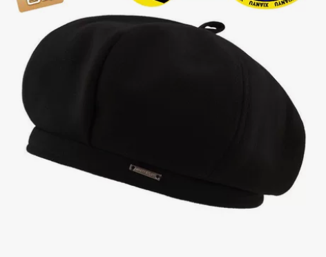 黑色贝雷帽女秋冬季日系大头围蓓蕾帽ins网...