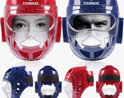 天权正品成人儿童跆拳道护头封闭面罩空手道护...