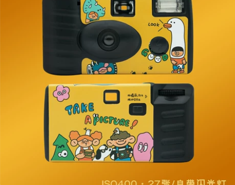 包邮日系插画富士柯达一次性胶片相机黑白彩色...