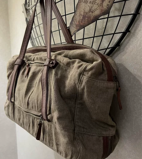 Ys山本耀司做旧单肩包书包 95新#卡其#...