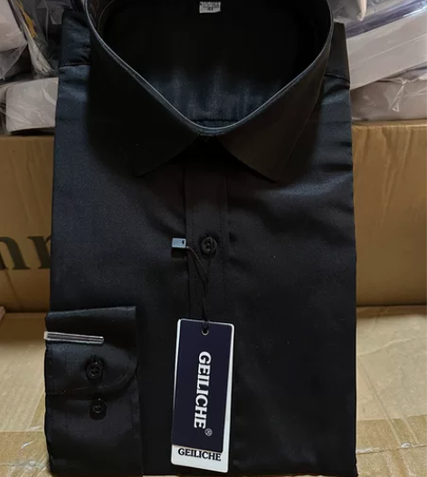 【全新】男士长袖长袖长袖衬衫 纯黑款，百搭...