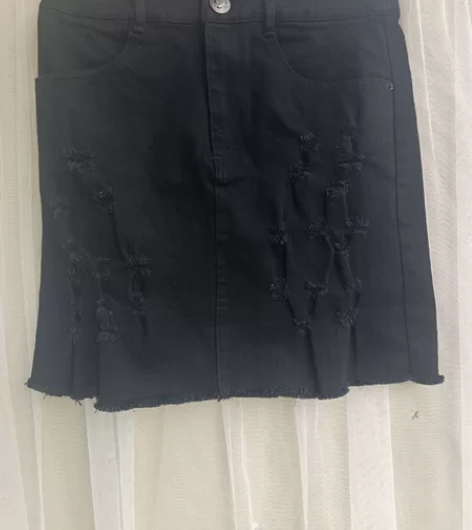 黑色牛仔半身裙短裙女春夏弹力显瘦修身一步裙...
