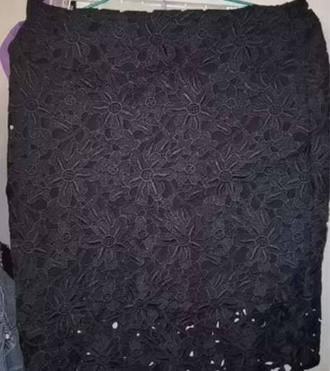 韩国本土购入半裙 蕾丝 镂空钩花 中裙 有...