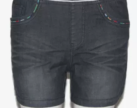 微立方夏季薄款松紧带贴布全棉灰色水洗女式牛...