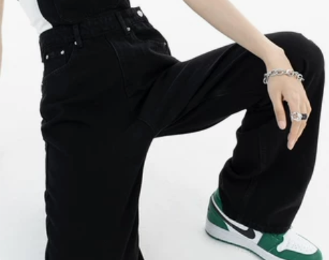 ZNZX2022春夏新品高腰阔腿吊带牛仔裤...