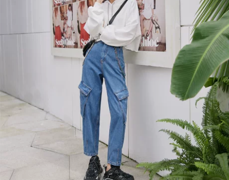 ONLY高腰宽松老爹裤牛仔裤女|12014...