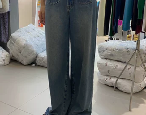 怒推款小众设计感百搭显瘦时髦韩版高腰阔腿牛...