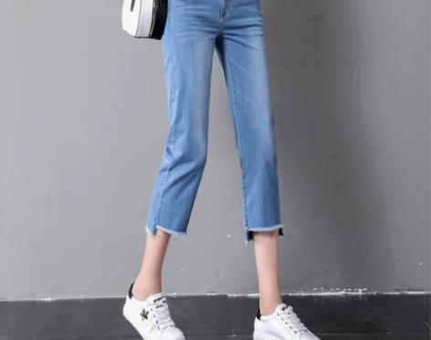 七分牛仔裤女高腰2020夏季冰丝薄款新款宽...