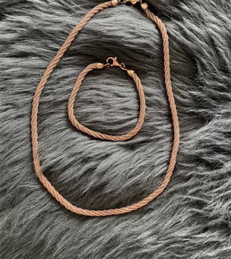 意大利925银鎏玫瑰金套装 很精致少见的意...