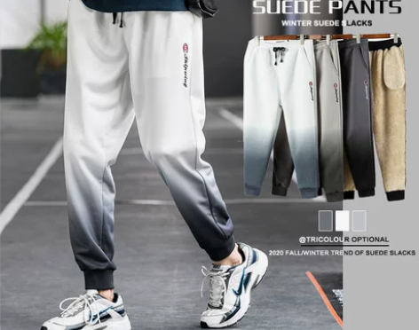 男士休闲裤秋冬季羊羔绒加绒加厚长裤子初中生...