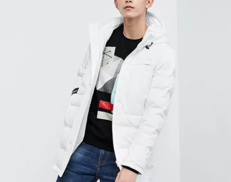 GXG羽绒服男装 冬季男士潮流白色连帽修身...