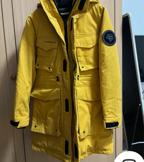 GXG男装 冬新款黄色连帽加厚鸭绒工装中长...