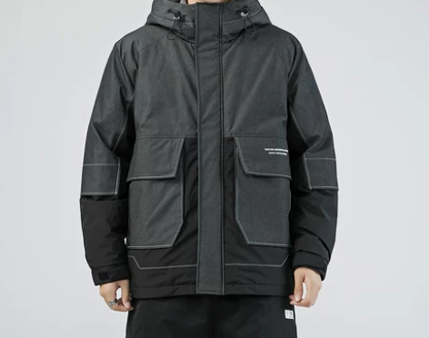 冬季东北防风保暖立体裁剪工装连帽羽绒服男士...