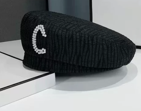 黑白色气质贝雷帽女ins网红小众设计感画家...