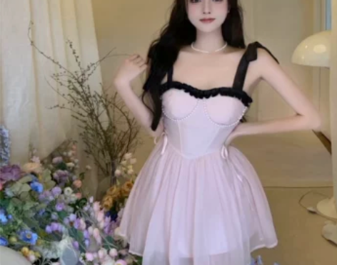 裙子2022年夏季新款法式宫廷风重工绑带高...