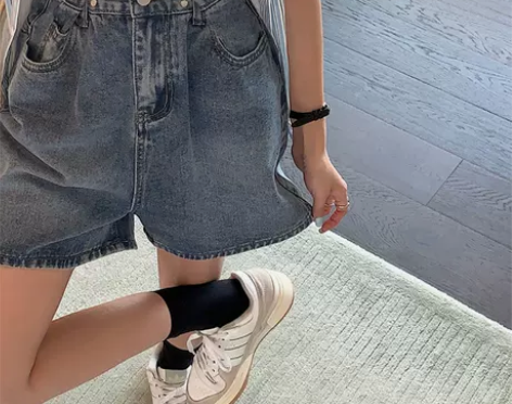直筒牛仔短裤女高腰夏季薄款大码胖mm宽松显...