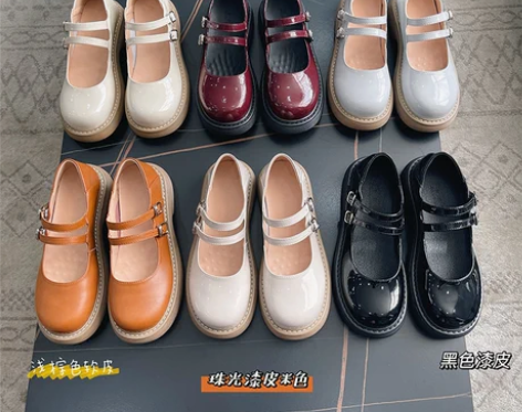 自然卷圆头小皮鞋2021春秋新款日系学生娃...