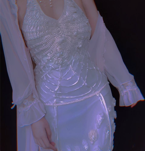 vintage古着钉珠刺绣立体花朵真丝桑蚕...