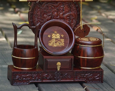 实木红木子孙桶 红酸枝雕花三件套七件套结婚...