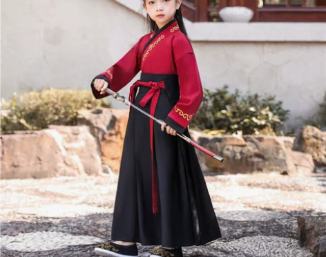 汉服女童古装冬季中国风帅气侠客儿童花木兰国...