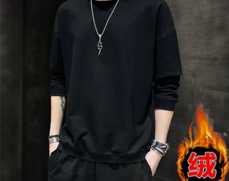 男士运动纯棉卫衣加绒保暖套装宽松秋冬季休闲...