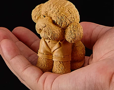 ?黄杨木创意动物手把件实木可爱狗雕刻工艺品...