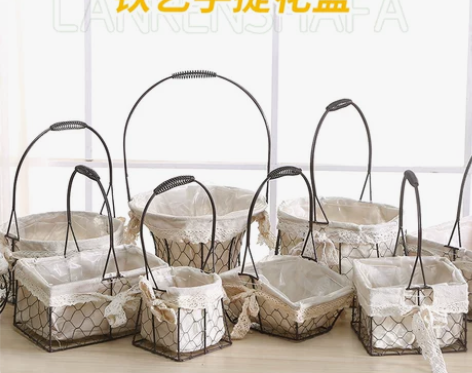 铁艺花篮鲜花客厅提篮伴手礼篮榴莲花束提篮田...