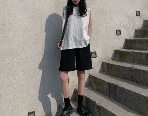 运动短裤女夏季宽松直筒bf港味学生显瘦休闲...