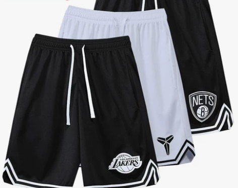 美式篮球裤运动詹姆斯湖人科比刺绣短裤训练速...