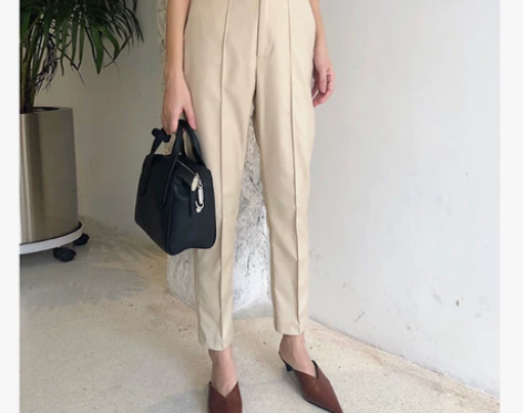 卡其色锥形烟管裤女裤2020夏季新款显瘦休...